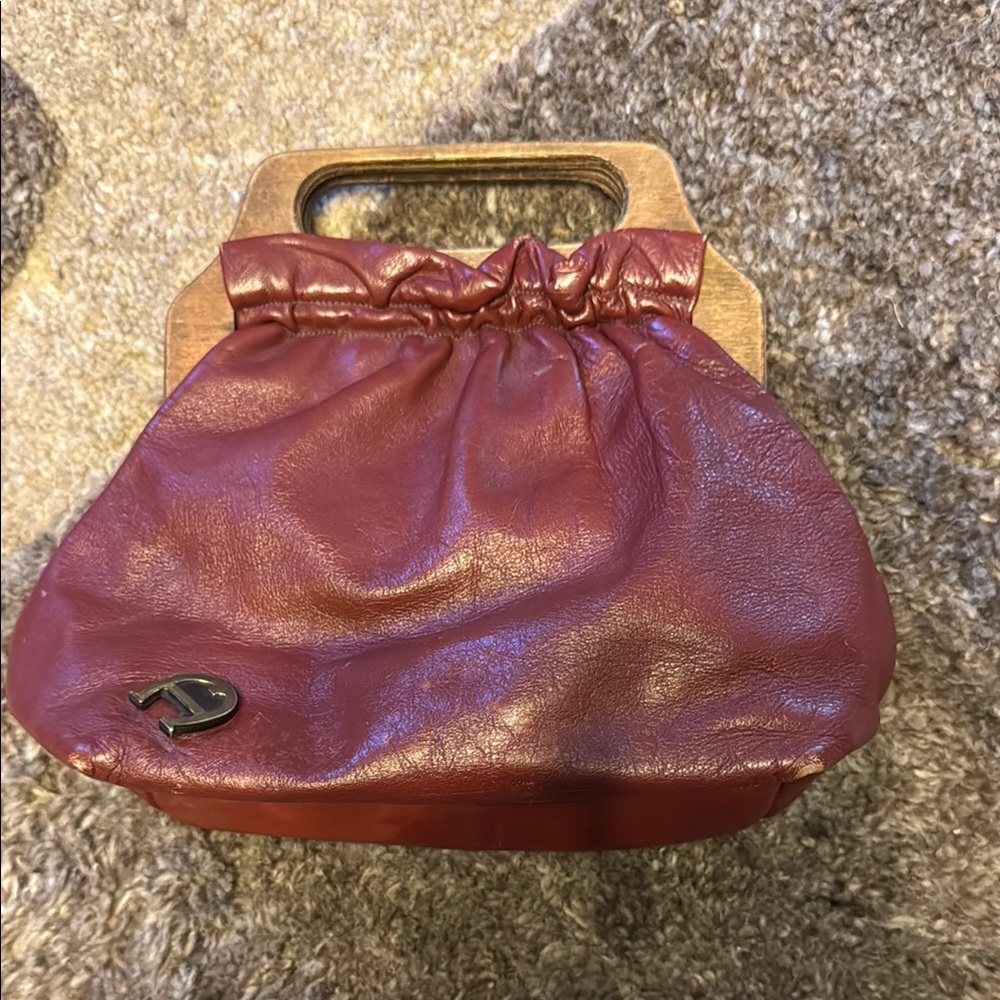 EIgner Vintage Burgundy Leather Clutch Handbag